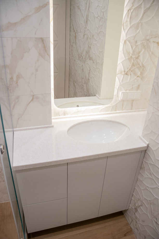 Многоугольная тумба под раковину ванную комнату