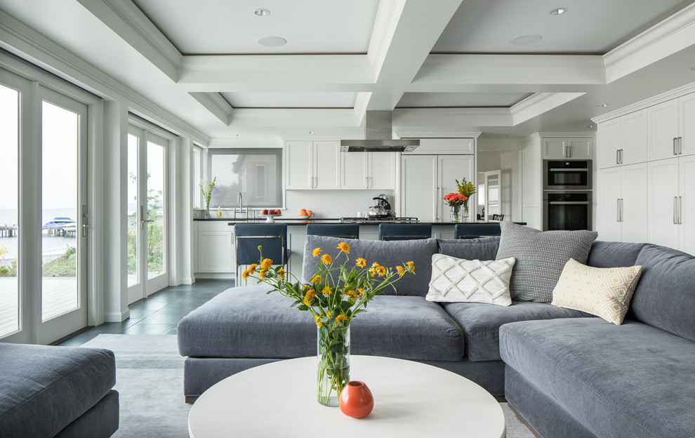 Inspiration for a transitional family room remodel in Seattle