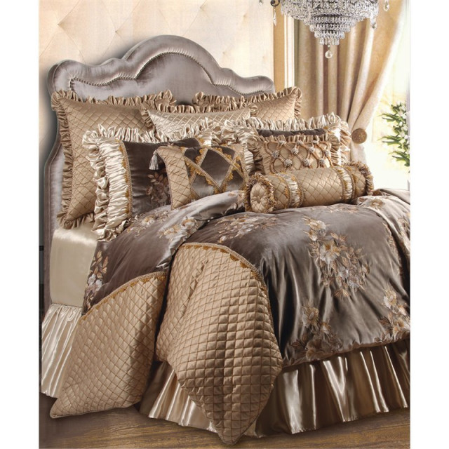 Legacy 9-Piece Comforter Set, Queen, Champagne Gold & Gray