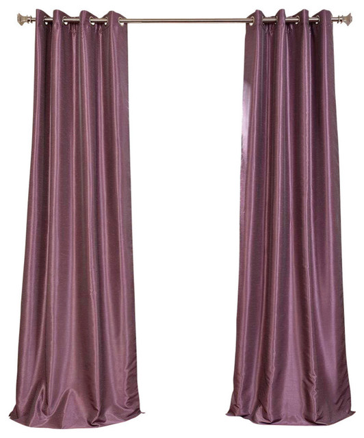 Smokey Plum Grommet Blackout Vintage Fauxsilk Dupioni Curtain