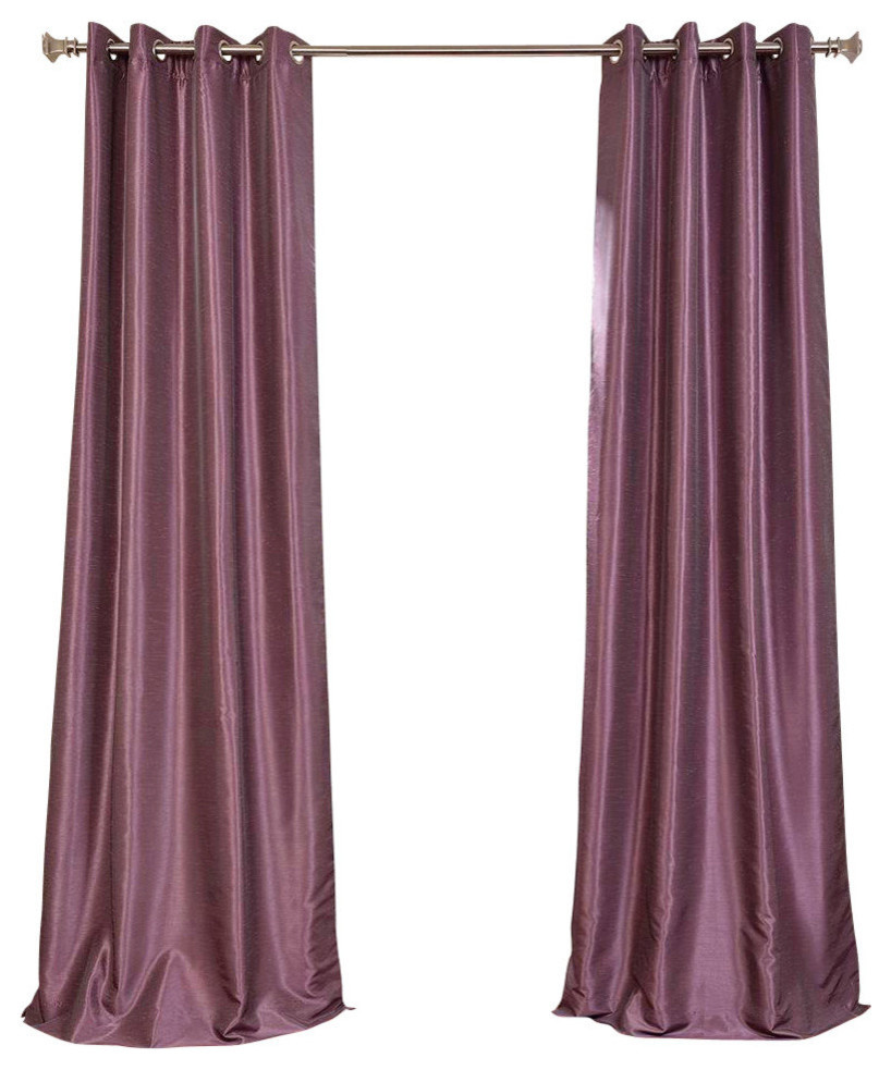 Smokey Plum Grommet Blackout Vintage Fauxsilk Dupioni Curtain