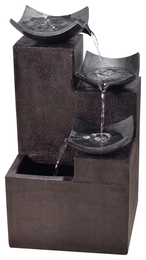 Stone-Look 4-Tier Floor Fountain, Black
