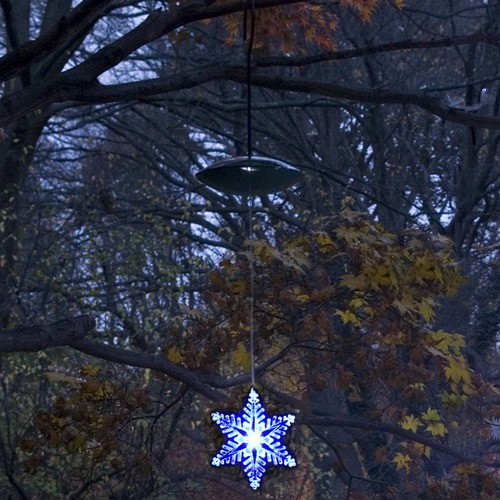 Single 6" LED Solar Tree Light Style 4 in Blue and White