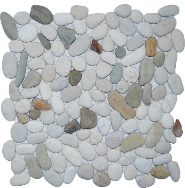 Natural Java Blend Pebble Tile Beach Style Mosaic Tile by
