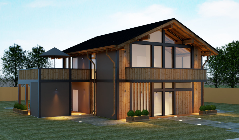 Современный загородный дом в стиле фахверк