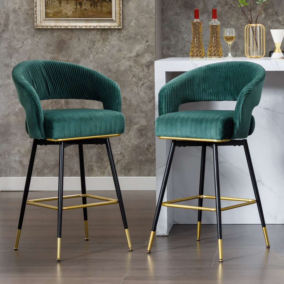 ExtraTall Bar Stools Swivel Bar Stool With Back, Upholstered, Velvet