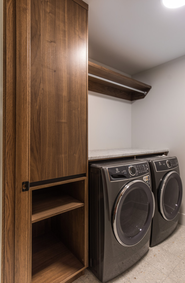 This is an example of a scandi utility room in Calgary.