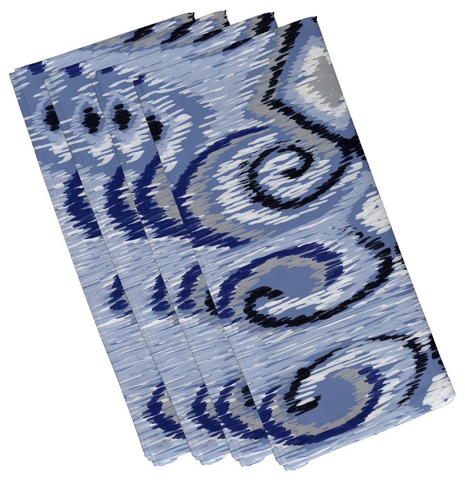 Ikat'S Meow Geometric Print Napkin, Dust, Blue, Set of 4