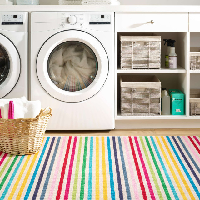 Rainbow Stripe Machine Washable Rug, 2x3 - Contemporary - Area Rugs ...