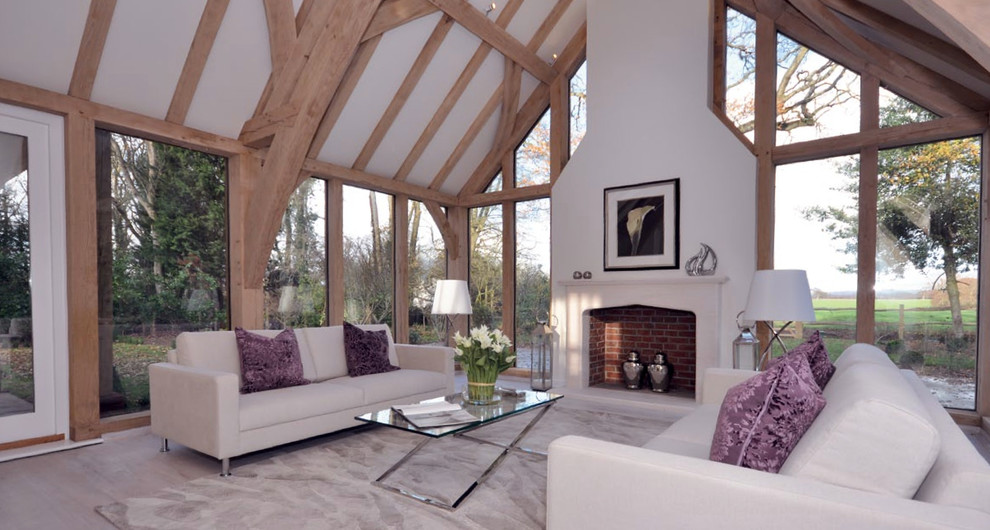 Design ideas for a large contemporary living room in Sussex.