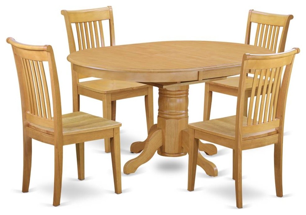 5 Piece Wooden Dining Table Set Oak