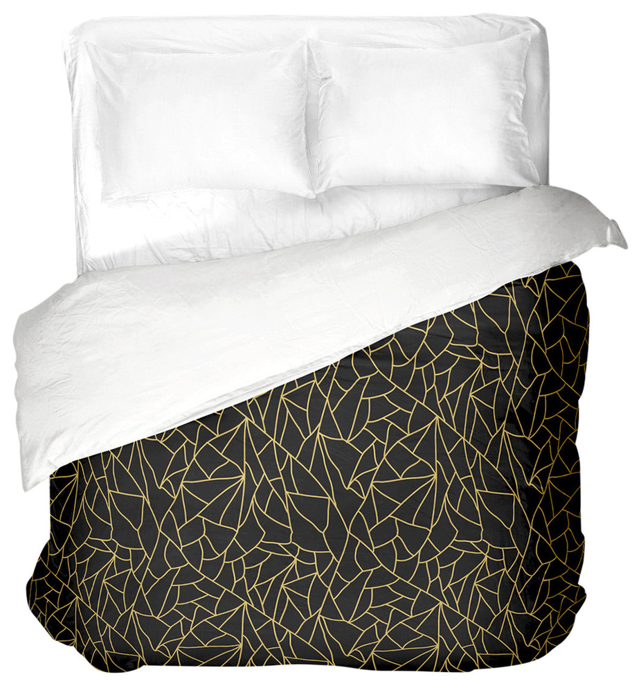 Black Gold Abstract Duvet Cover, Queen Contemporary Duvet Covers