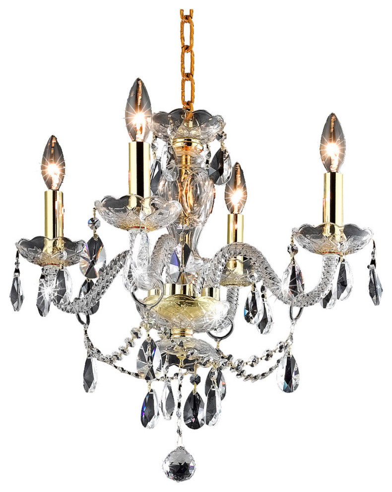 Princeton 4 Light Pendant in Gold with Clear Royal Cut Crystal