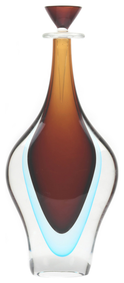 Murano Glass Imperial Bottle Red Aqua