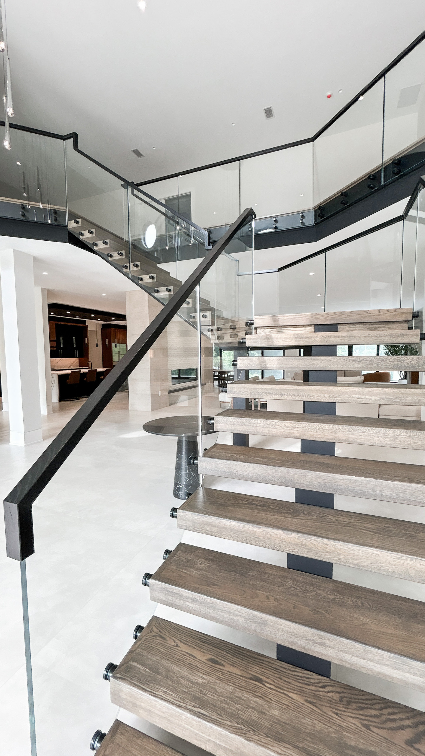 Project #159 | Modern Foyer Stair with Stand-off Glass Railing