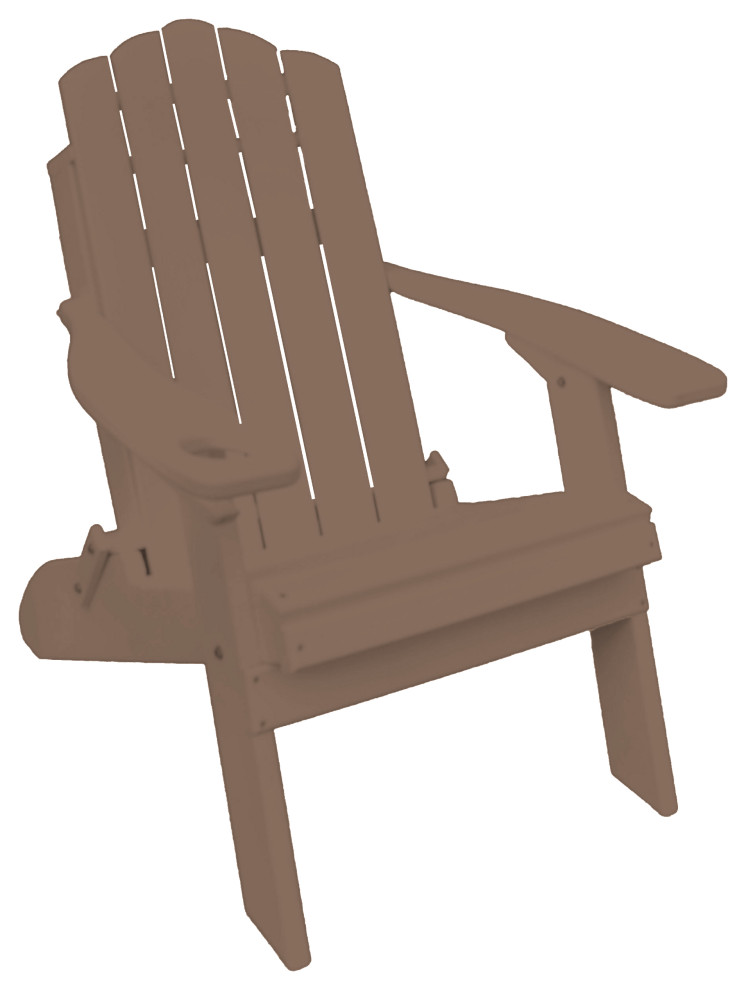 Farmhouse Adirondack Chair, Cup Holder, Weathered Wood, Smart Phone Holder