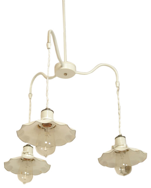 Vintage Ceiling Light Fixture With Enameled Metal Shades Vintage Ceiling Light Fixture With Enameled Metal Shades Traditional Flush Mount