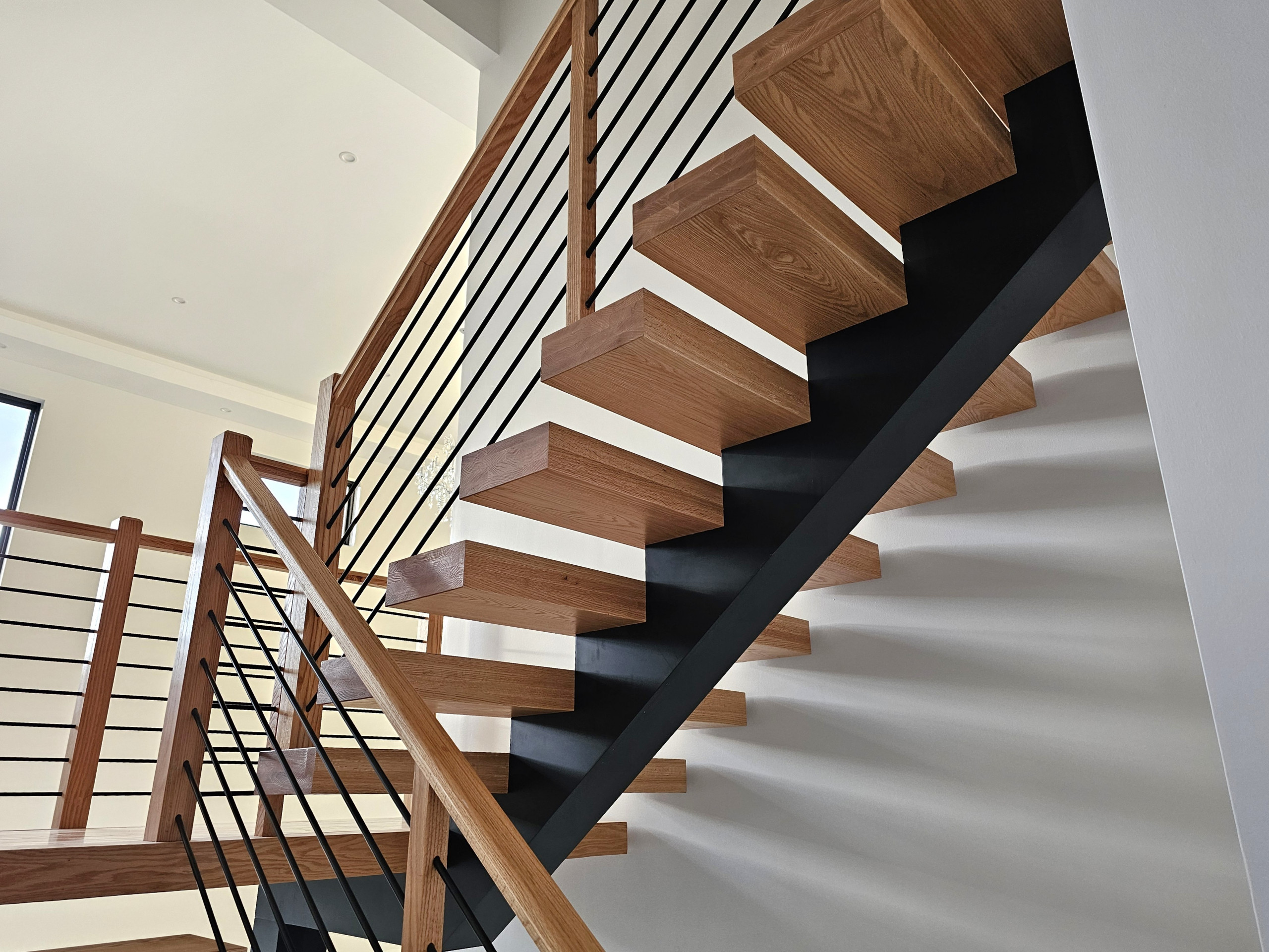 143_Modern Floating Red Oak and Metal Staircase, Sterling, VA