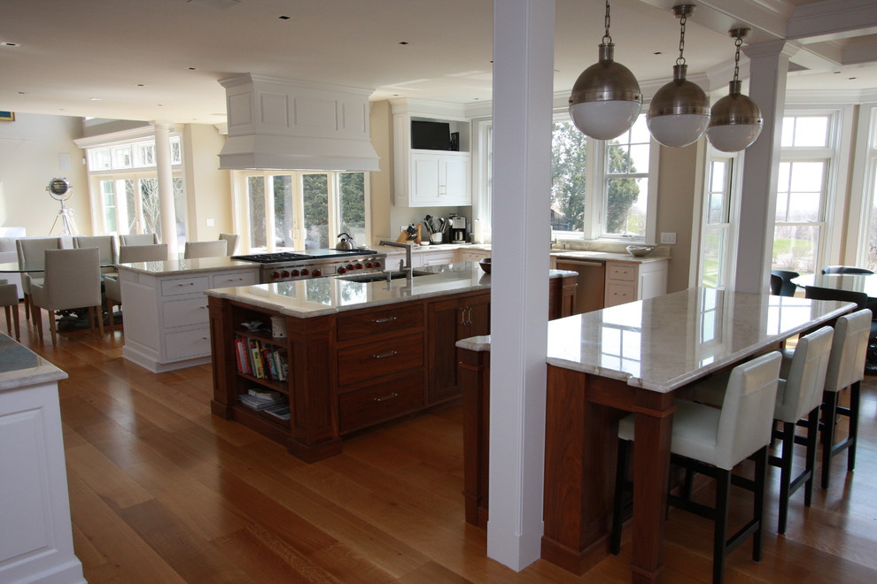 Example of a transitional kitchen design in Boston