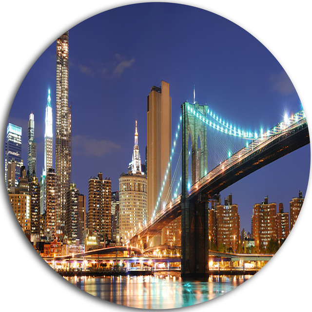 Manhattan Skyline Panorama, Cityscape Photo Disc Metal Wall Art