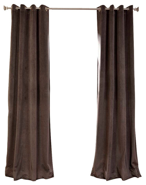 Signature Gunmetal Gray Grommet Blackout Velvet Curtain Single