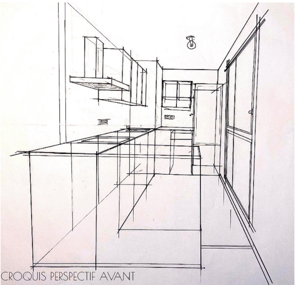 Croquis de la cuisine avant transformation
