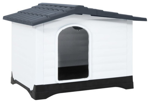 vidaXL Dog House Dog Kennel Small Pet Cage Puppy Shelter Gray Polypropylene
