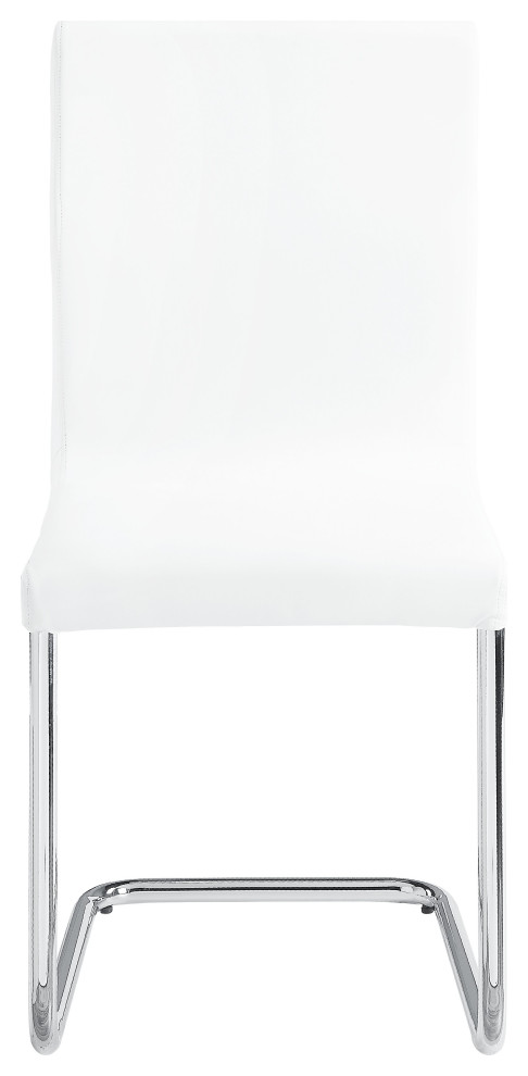 Acme Palton Side Chair Set of 2 White PU and Chrome Finish