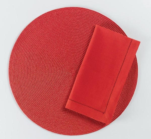 Red round woven placemats set of 4