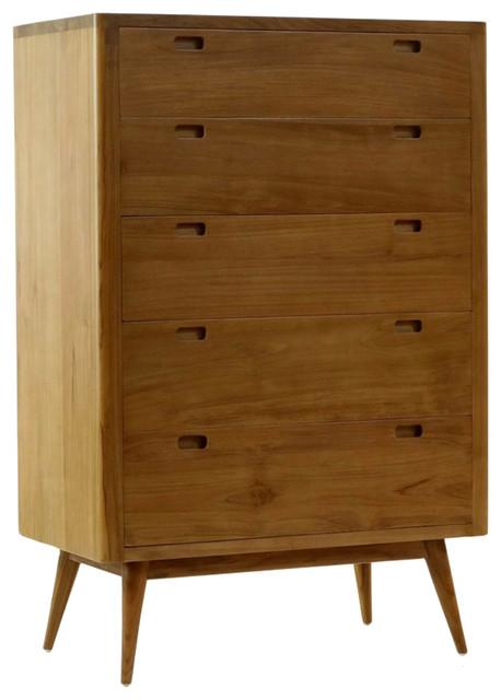 Harmonia Living Fifties 5 Drawer Tower Dresser Danish Honey Harmonia Living Fifties 5 Drawer Tower Dresser Danish Honey