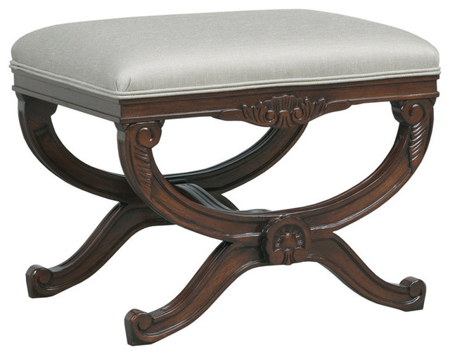 Remy Carved Tight Top Bench, Graphite Victorian Vanity Stools And Benches by Duralee Furniture
