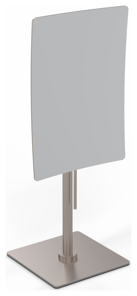 Minimalist Rectangular Free Standing Mirror Single-Sided With 3x, Chrome, Brushed Nickel