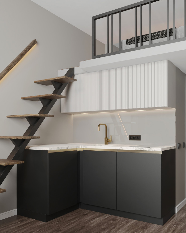 Дизайн интерьера студии с антресольным этажом