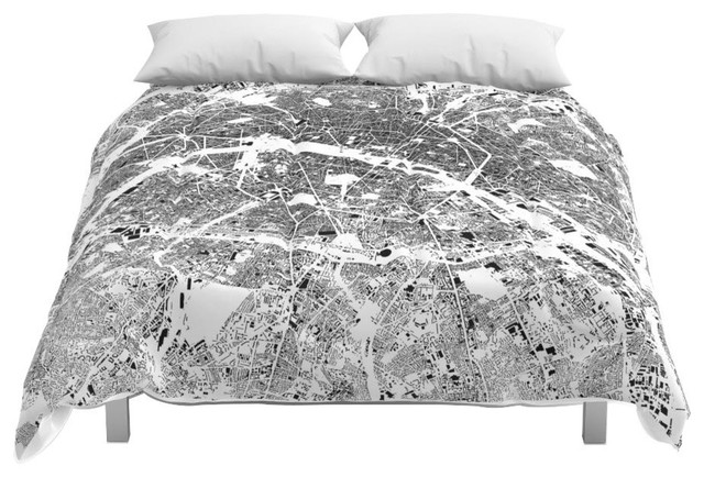 Society6 Paris Map Schwarzplan Only Buildings Comforter