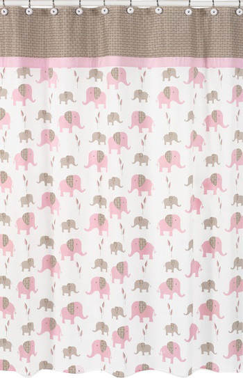 Pink Elephant Shower Curtain by Sweet Jojo Designs
