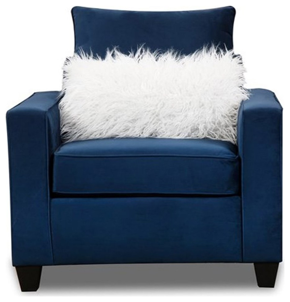 Pemberly Row Accent Chair with Accent Pillows in Navy Blue Contemporary Armchairs And Accent