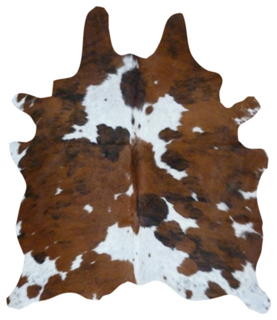 Cowhide Rug Tricolor, 7?X6? Contemporary Novelty Rugs by