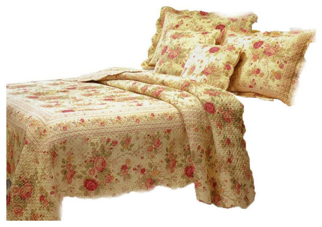 Greenland Antique Rose Collection Quilt Set, Twin, Full/Queen
