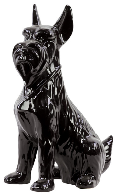 Sitting Scottish Terrier Dog Figurine, Ceramic, Glossy Black