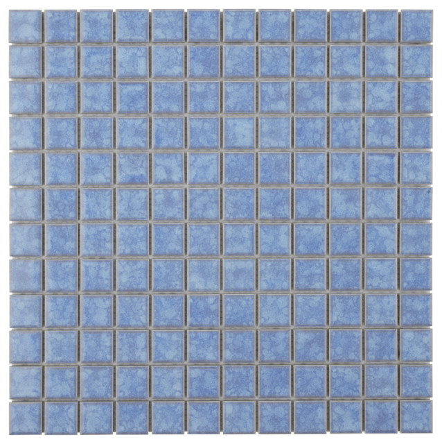 Tidal Square Porcelain Mosaic Floor/Wall Tile, Baltic