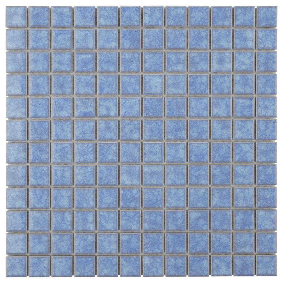 Tidal Square Porcelain Mosaic Floor/Wall Tile, Baltic