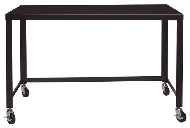 Hirsh Soho 48 In Wide Metal Mobile Desk In Black Transitional