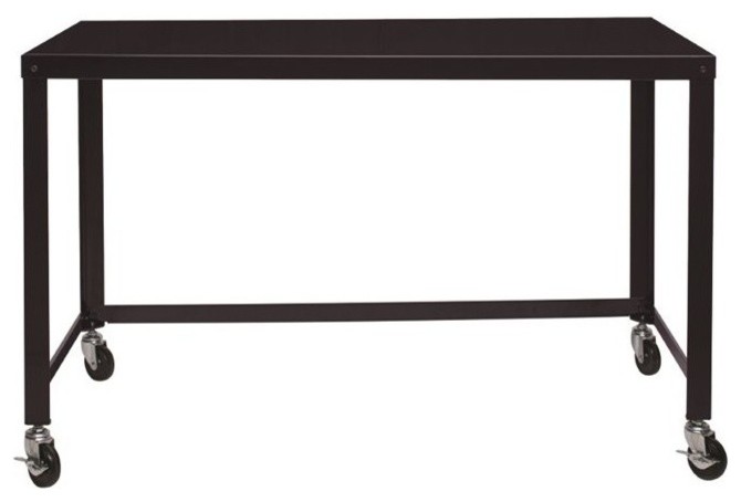 Hirsh Soho 48 In Wide Metal Mobile Desk In Black Transitional