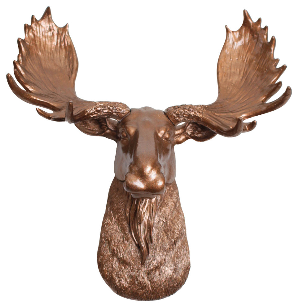 Mini Faux Moose Head Wall Mount - Contemporary - Wall Sculptures - by