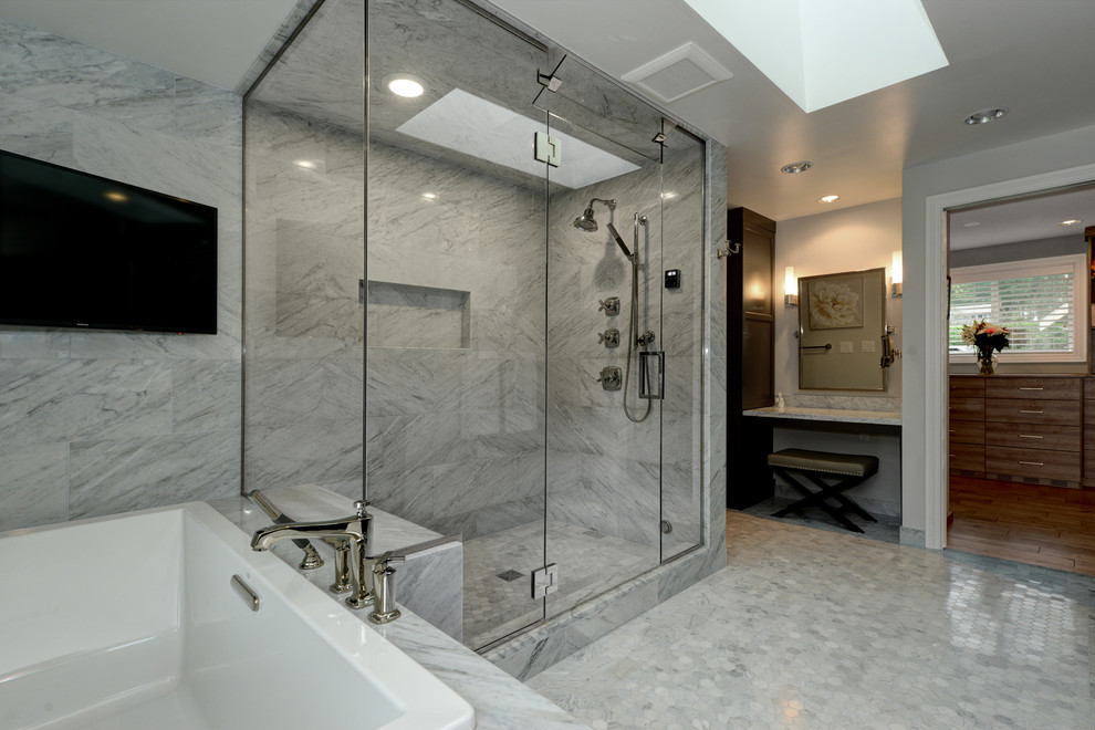Exquisite Marble Master Bath Remodel Maple Valley, WA - Transitional ...