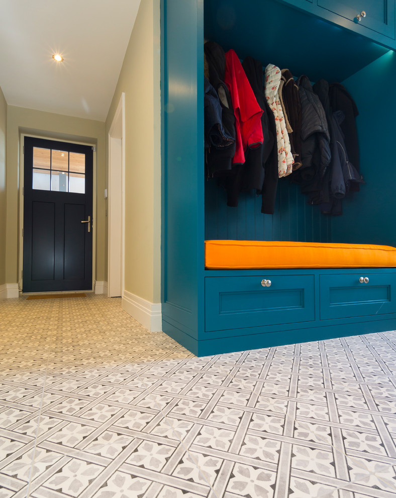 This is an example of a contemporary laundry room in Dublin.