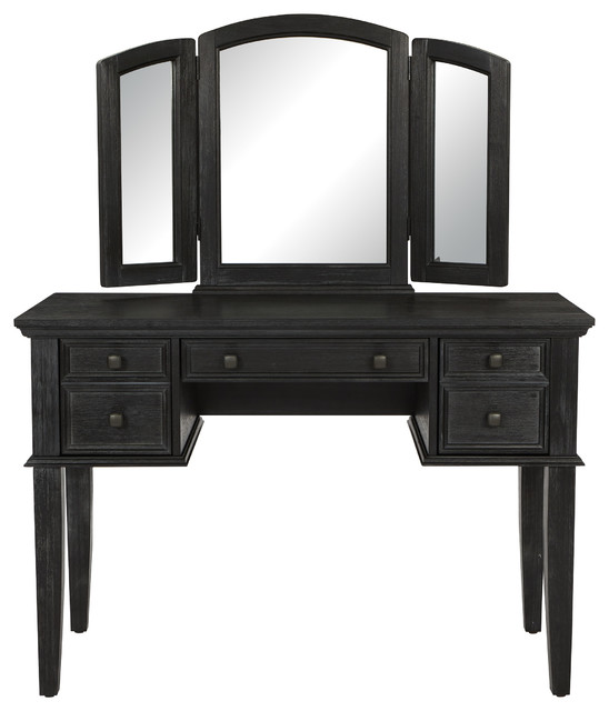 Farmhouse Basics Vanity And Mirror Rustic Black