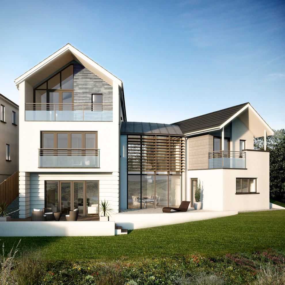 This is an example of a large contemporary exterior in Devon.