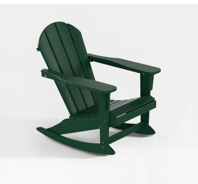 WestinTrends Outdoor Patio Adirondack Rocking Chair Lounger, Porch Rocker, Dark Green