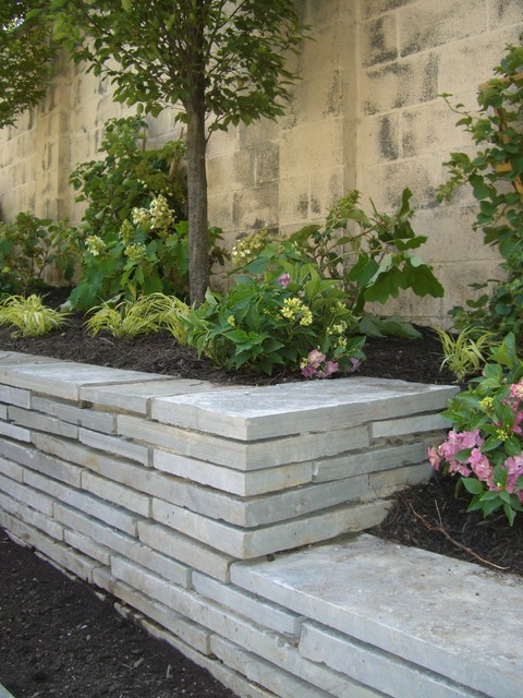 Modern Landscape Dc Metro "Floating" flagstone retaining wall modern-landscape